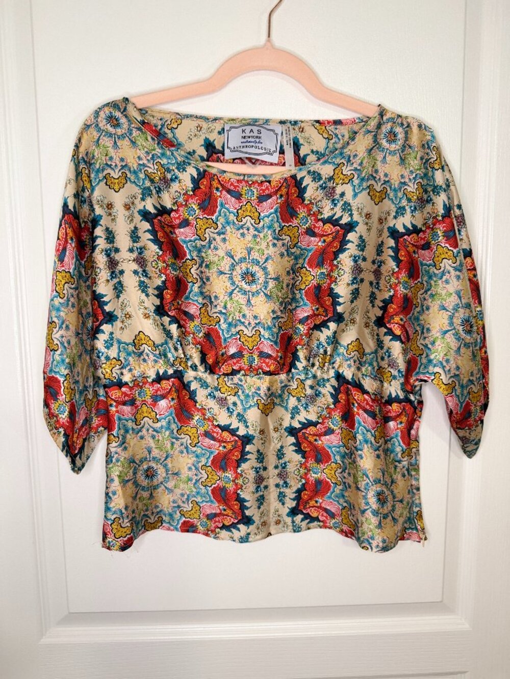 KAS New York x Anthropologie Bohemian Paisley Silk Blouse- M- MSRP $128+
